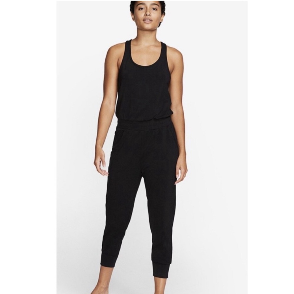 Nike Women's Dri-Fit Racerback Black Jogger Jumpsuit with Relaxed Pocketd